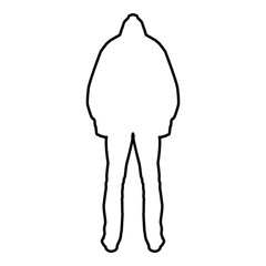 Man in the hood concept danger silhouette back side icon black color illustration  outline