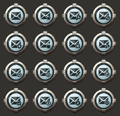 Mail and envelope icons set