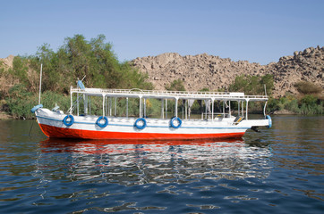 Motor boat for a walk along the Nile, Egypt