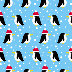 seamless pattern with many small penguins. vector