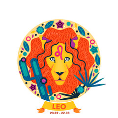 Leo Zodiac Sign Icon. Astrology Modern Label