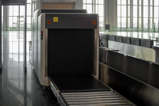 Airport terminal luggage X-ray machine for security scanning search