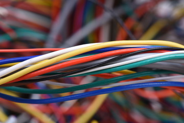 Closeup of colorful electric cable