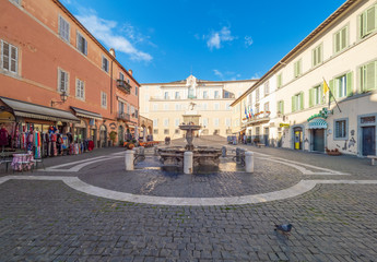 Castel Gandolfo (Italy) - A suggestive little town in metropolitan city of Rome, on the Albano Lake, famous for being the Pope's summer residence. Here the central square - obrazy, fototapety, plakaty