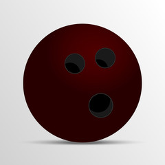 3d red bawling ball isolated on white background. Realistic game equipment  mockup. Sport object template.  Vector illustration