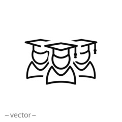 Students graduation icon, linear sign on white background - editable vector illustration eps10