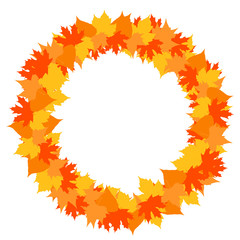 Happy Thanksgiving typography poster. Empty circle with leaves on white background