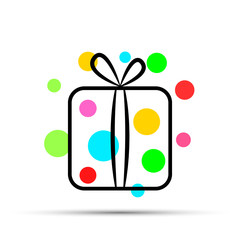 Present box icon with colour circles