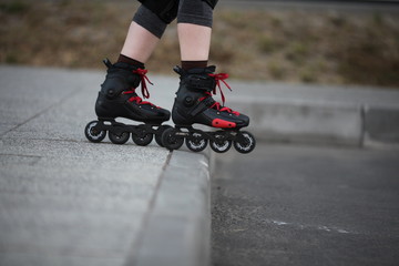 young girl riding on the rollers