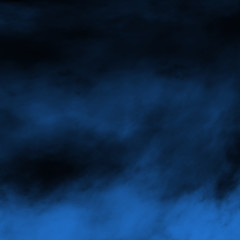 Blue fog and mist effect on black stage studio showcase room background.