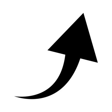 Black curved arrow to up and right