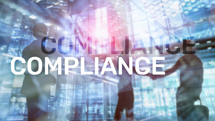 Compliance diagram with icons. Business concept on abstract background.