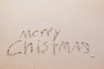 Merry Christmas Write on the beach. Fear Beach in Phuket Thailand