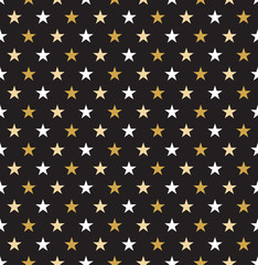 Seamless black and gold star pattern. Christmas wrapping paper pattern texture background.