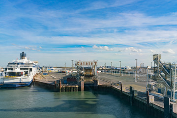 Fototapeta na wymiar Exterior view of the famous Calais harbor