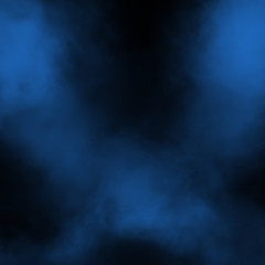 Fototapeta premium Blue fog and mist effect on black stage studio showcase room background.