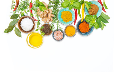 Herbs spices food Curry turmeric ginger rosemary basil mint