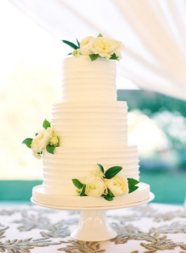 Three tiered wedding cake