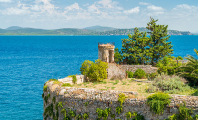 A sunny summer landscape near Porto Ercole, in Monte Argentario, in the Tuscany region of Italy. 