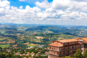 Beautiful view from San Marino city to  hills of San Marino