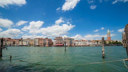 VENICE, ITALY - JUNE 15, 2016 Sea view on bacino San Marco and campanile of San Marco, Venice,...