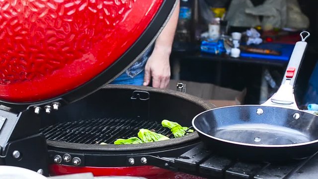 Barbecue Grill In Red  Kettle: Healthy Food