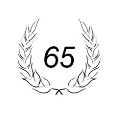 Lorbeerkranz - Jubiläum - 65 - Piktogramm - Symbol - schwarz 