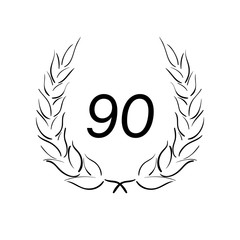 Lorbeerkranz - Jubiläum - 90 - Piktogramm - Symbol - schwarz 