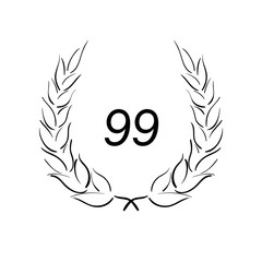 Lorbeerkranz - Jubiläum - 99 - Piktogramm - Symbol - schwarz 