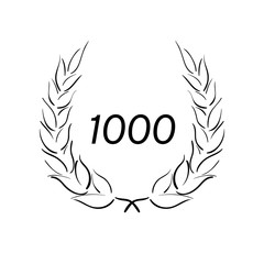 Lorbeerkranz - Jubiläum - 1000 - Piktogramm - Symbol - schwarz 