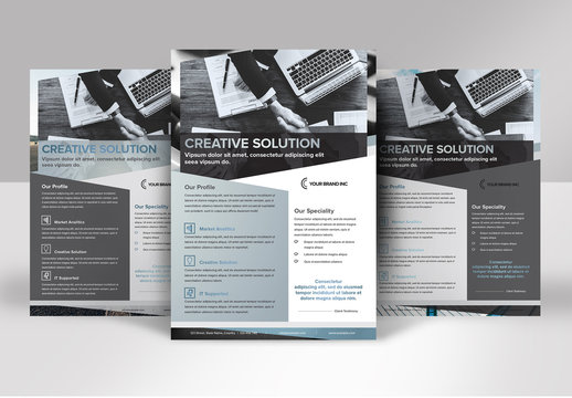 Business Flyer Layout with Blue and Gray accents