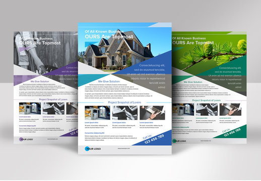 Business Flyer Layout with Diagonal Triangle Elements