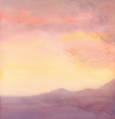 Obraz premium Watercolor seascape. Sunset