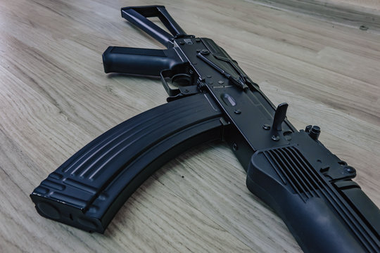 black Kalashnikov with a folding butt