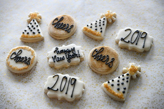 New Years themed cookies