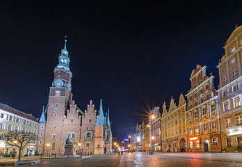 Fototapeta na wymiar Wroclaw Old Town Hall at night
