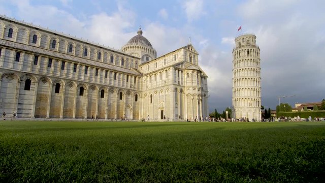Leaning Tower, Dome of Pisa, Tuscany, Central Italy, Square of Miracles, Tourists Attraction, UNESCO,4k