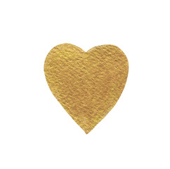 Gold heart painted with acrylic paint, has an interesting texture. Ideal for expressing love in Valentine’s day design compositions.
