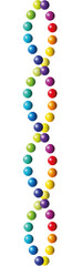 Colorful double helix from many balls. Rainbow colored rows of pearls like an abstract color spectrum DNA. Seamless extendable isolated vector illustration on white background.