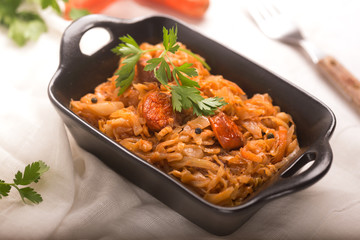 Bigos, a traditional Polish dish with cabbage