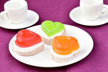 Cakes on a plate. Sweet breakfast Confectionery.