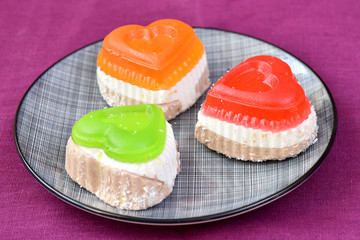 Cakes on a plate. Sweet breakfast Confectionery.
