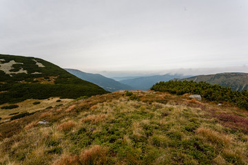 Obraz premium hiking trails in Slovakia Tatra mountains near mountain lake of Rohache