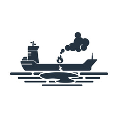 oil platform crash isolated icon on white background, oil industry