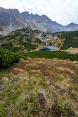 Fototapeta premium hiking trails in Slovakia Tatra mountains near mountain lake of Rohache