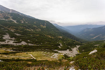 Obraz premium hiking trails in Slovakia Tatra mountains near mountain lake of Rohache
