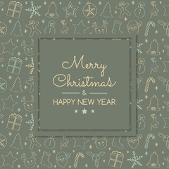 Christmas decoration with wishes and hand drawn elements. Vector.