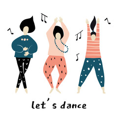 Lets dance. Dancing girls vector