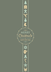 Christmas greetings with vintage decorations. Vector.