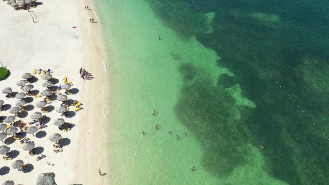 Aerial of beutiful caribbean beach on Jamaica, Montego Bay